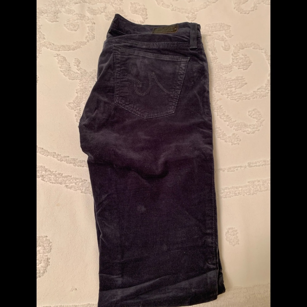AG “the legging” navy velvet pants
